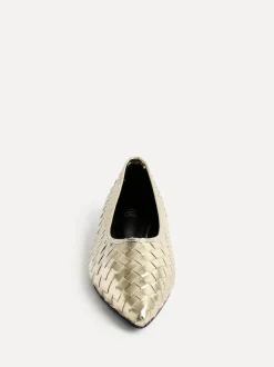 Linzi Talina Woven Pointed Toe Ballet Flats Gold