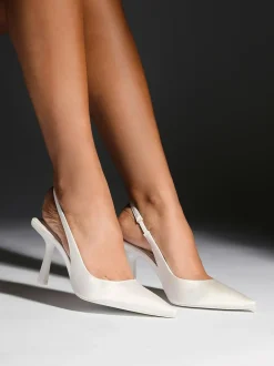 Linzi Ivory Matched Bridal Sling Back Court Heels New