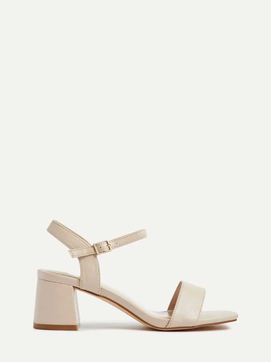 Linzi Darcie Low Chunky Block Heeled Sandals Natural