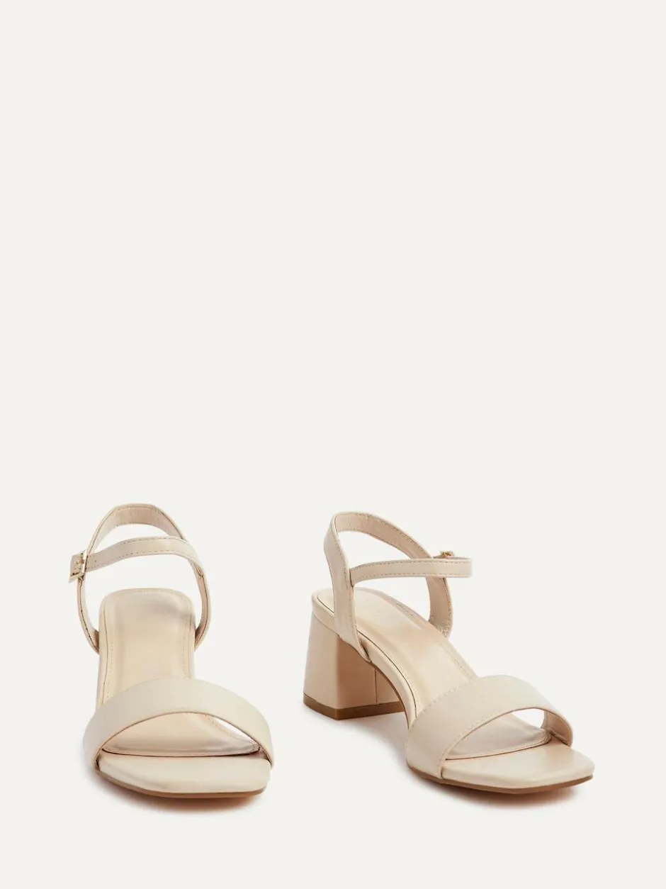 Linzi Darcie Low Chunky Block Heeled Sandals Natural