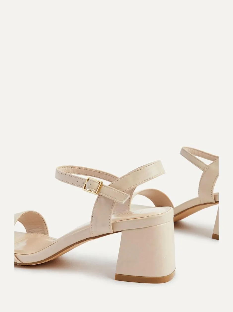 Linzi Darcie Low Chunky Block Heeled Sandals Natural