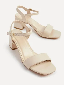 Linzi Darcie Low Chunky Block Heeled Sandals Natural