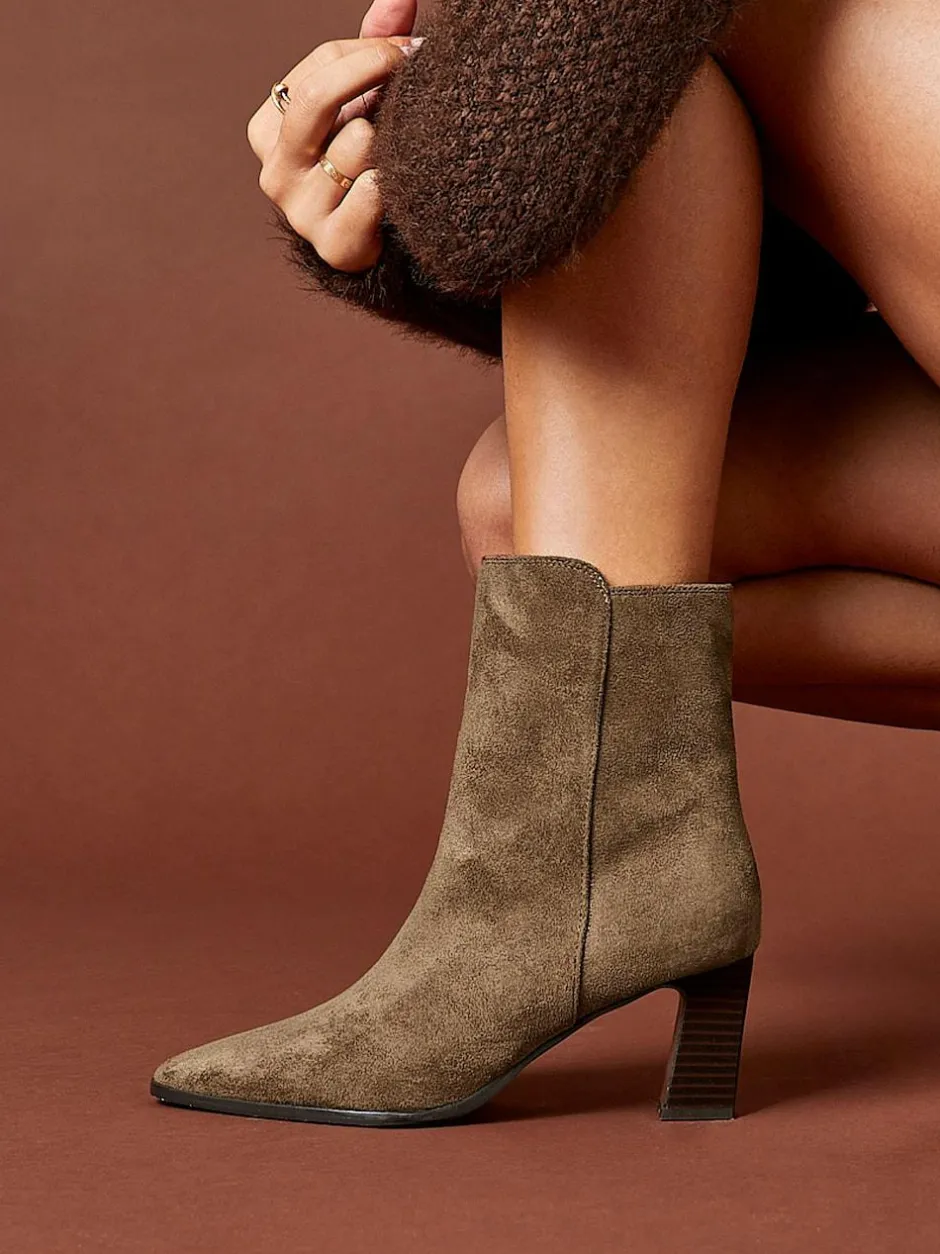 Linzi Thorn Stacked Block Heel Ankle Boots Natural Best
