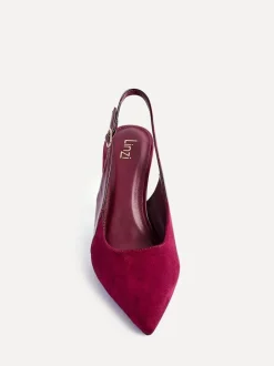 Linzi Wink Suede And Patent Mix Court Heels Red Discount