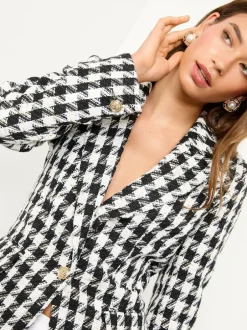 Lipsy Black and White Houndstooth Single Breasted Blazer Clearance