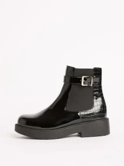 Lipsy Black Faux Croc Effect Chelsea Boots Best