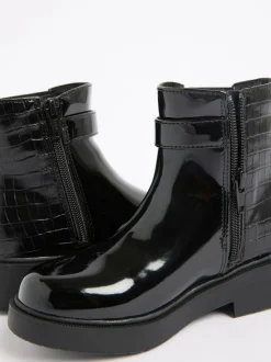 Lipsy Black Faux Croc Effect Chelsea Boots Best