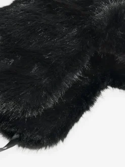 Lipsy Faux Fur Trapper Hat with Poms Black New