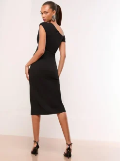 Lipsy Petite Off The Shoulder Gathered Waist Midi Dress Black Discount