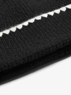 Lipsy Whipstitch Trim Beanie Hat Black New
