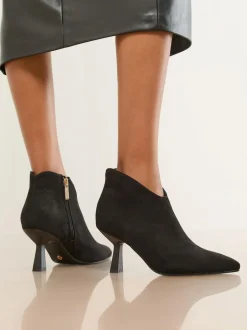 Lipsy Black Wide Fit Faux Suede Low Heel Ankle Kitten Heels Outlet