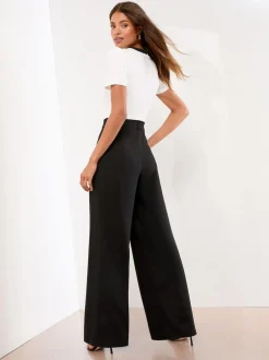 Lipsy Military Buttoned Jumpsuit Black/White