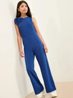 Lipsy Blue 3D Scuba Corsage Jumpsuit (5-16yrs) New