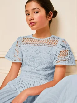 Lipsy Blue Flutter Sleeve Lace Occasion Jumpsuit (5-16yrs) Online