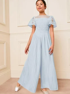 Lipsy Blue Flutter Sleeve Lace Occasion Jumpsuit (5-16yrs) Online