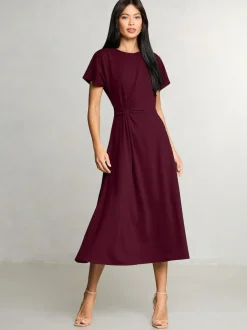 Lipsy Knot Side Midi Dress Burgundy Red Best
