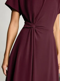 Lipsy Knot Side Midi Dress Burgundy Red Best