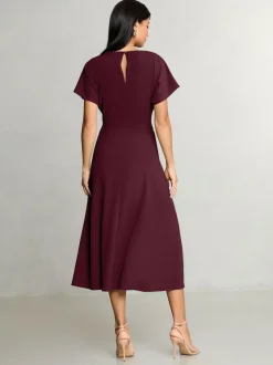 Lipsy Knot Side Midi Dress Burgundy Red Best