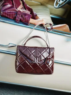 Lipsy Quilted Chain Shoulder Bag Burgundy Red Clearance