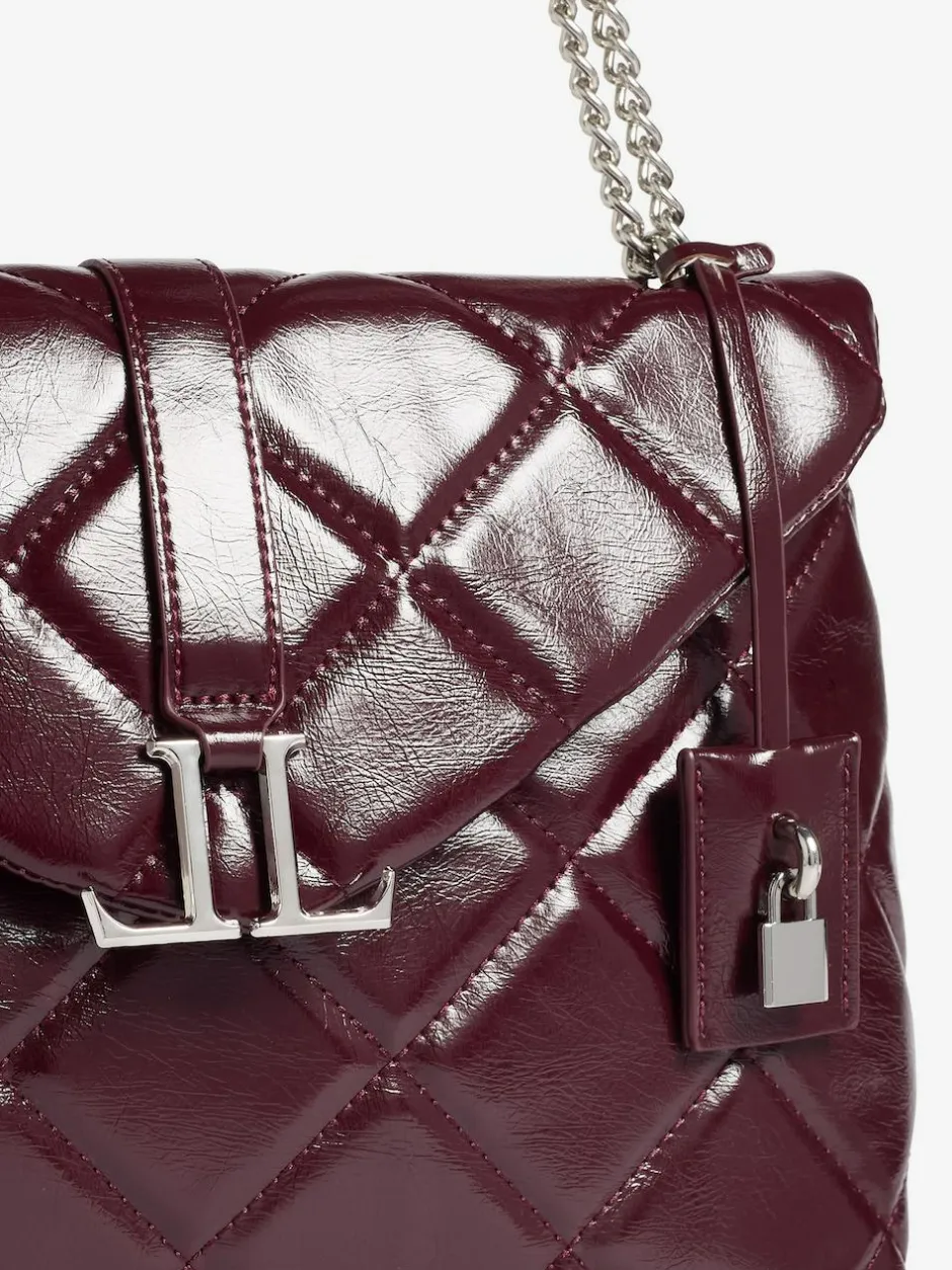 Lipsy Quilted Chain Shoulder Bag Burgundy Red Clearance
