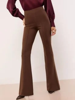 Lipsy High Waisted Contour Bootleg Flared Trousers Chocolate Brown Clearance
