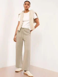 Lipsy Wide Leg Sweat Joggers Cream New