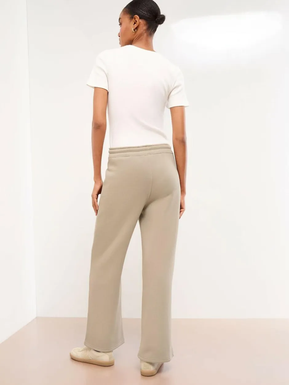 Lipsy Wide Leg Sweat Joggers Cream New