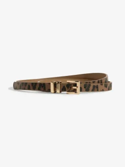 Lipsy Gold, Leopard & Black Skinny Belts 3 Pack Gold, Leopard & Black