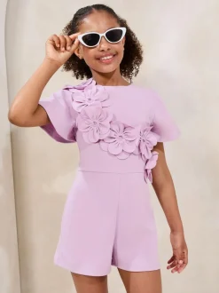 Lipsy Lilac Purple 3D Corsage Playsuit (5-16yrs) Clearance