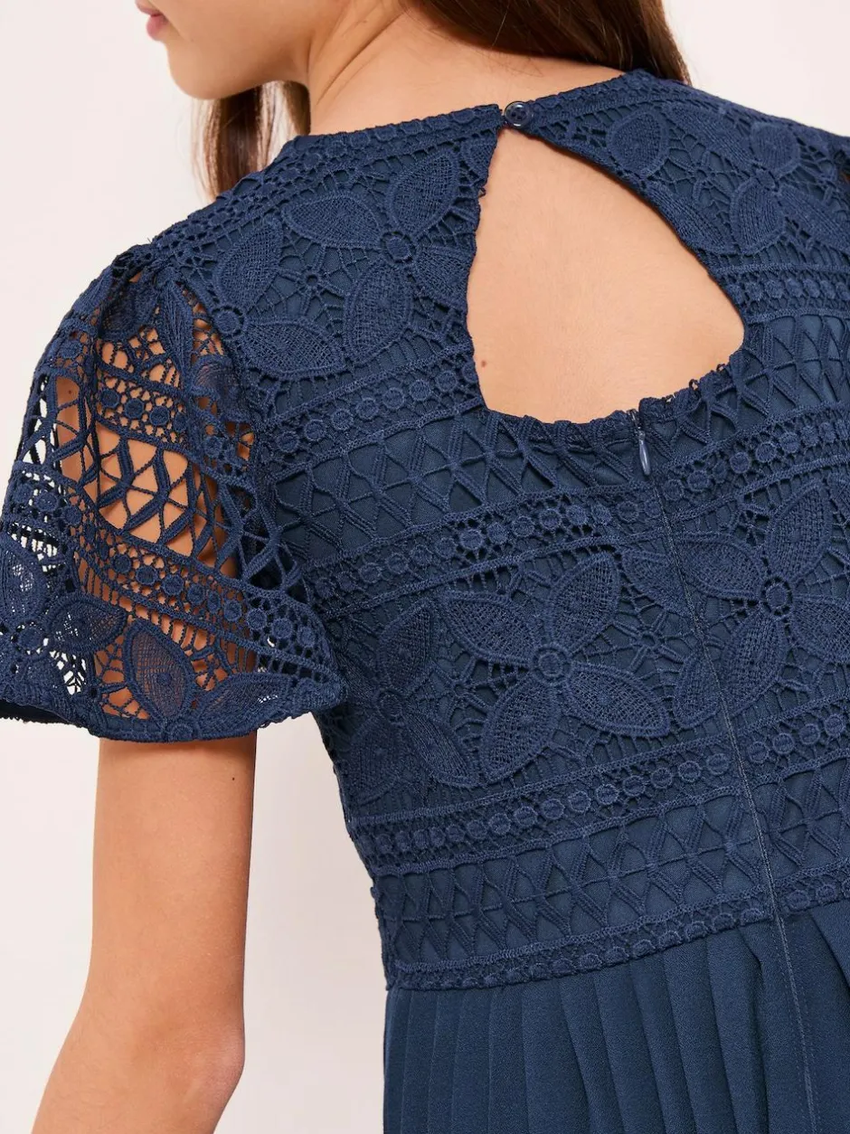 Lipsy Flutter Sleeve Lace Occasion Jumpsuit (5-16yrs) Navy Blue Online
