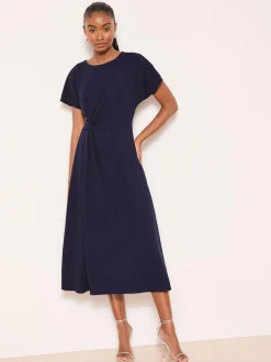 Lipsy Knot Side Midi Dress Navy Clearance