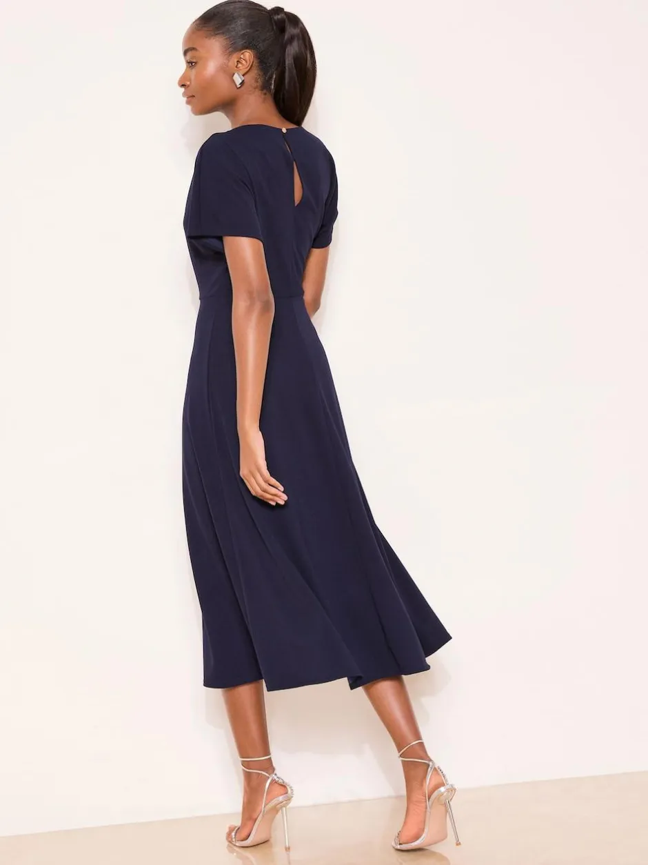 Lipsy Knot Side Midi Dress Navy Clearance