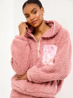 Lipsy Pink Cosy Loungewear Hoddie and Joggers Set Sale