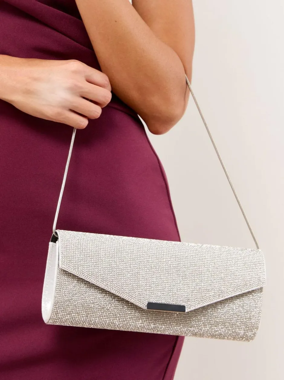 Lipsy Silver Hotfix Clutch Bag Discount