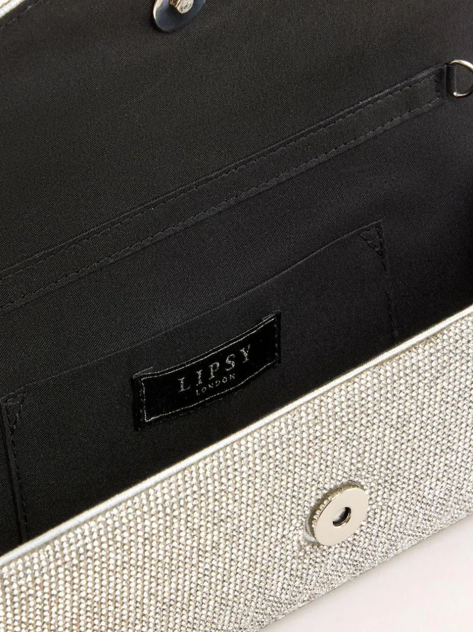 Lipsy Silver Hotfix Clutch Bag Discount