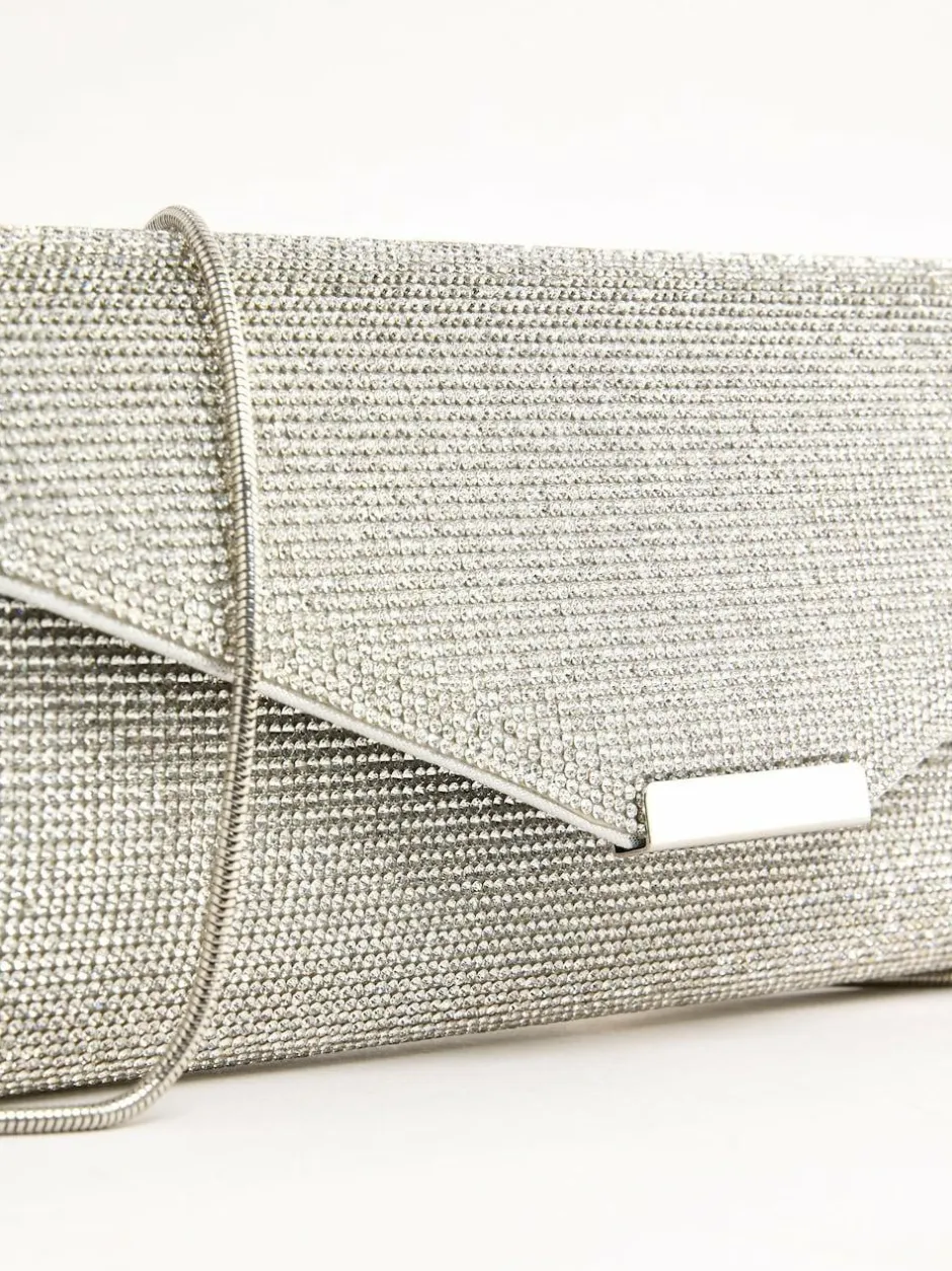 Lipsy Silver Hotfix Clutch Bag Discount