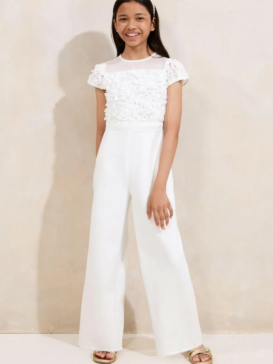 Lipsy White 3D Floral 2-in-1 Occasion Jumpsuit (5-16yrs) Online