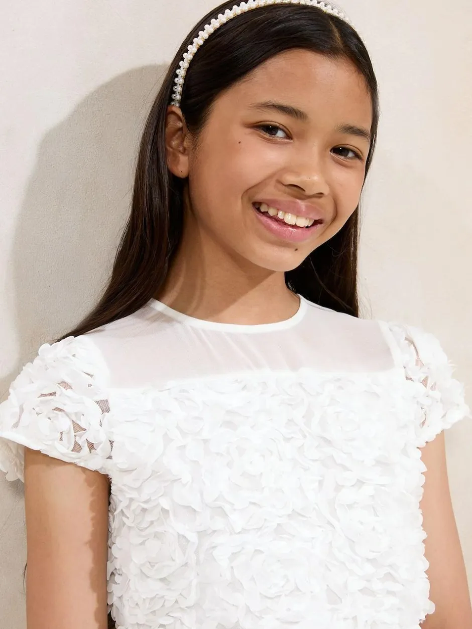 Lipsy White 3D Floral 2-in-1 Occasion Jumpsuit (5-16yrs) Online