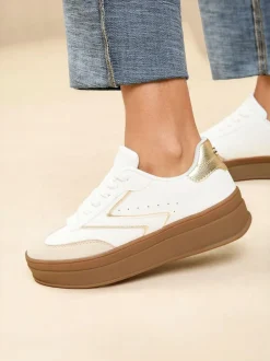 Lipsy Faux Suede Chunky Platform Sports Trainer White Outlet