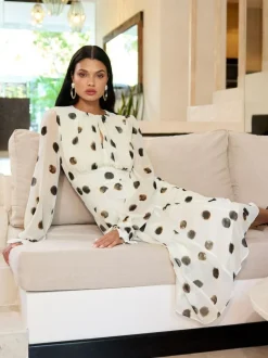 Lipsy Long Sleeve Underbust Fit And Flare Midi Dress White Best