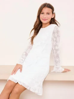 Lipsy White Teen Occasion Floral Lace Dress (10-16yrs)