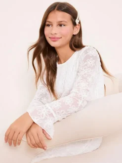 Lipsy White Teen Occasion Floral Lace Dress (10-16yrs)