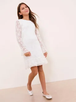 Lipsy White Teen Occasion Floral Lace Dress (10-16yrs)