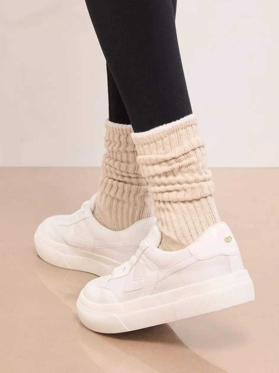 Lipsy White Wide Fit Chunky Canvas Lace Up Sports Trainers Hot