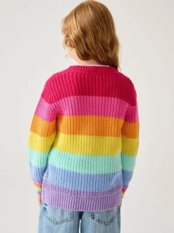 Little Bird by Jools Oliver Knitted Colourblock Jumper Pastel Rainbow Stripe Sale