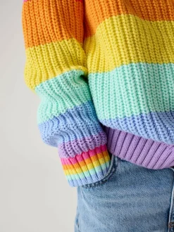 Little Bird by Jools Oliver Knitted Colourblock Jumper Pastel Rainbow Stripe Sale