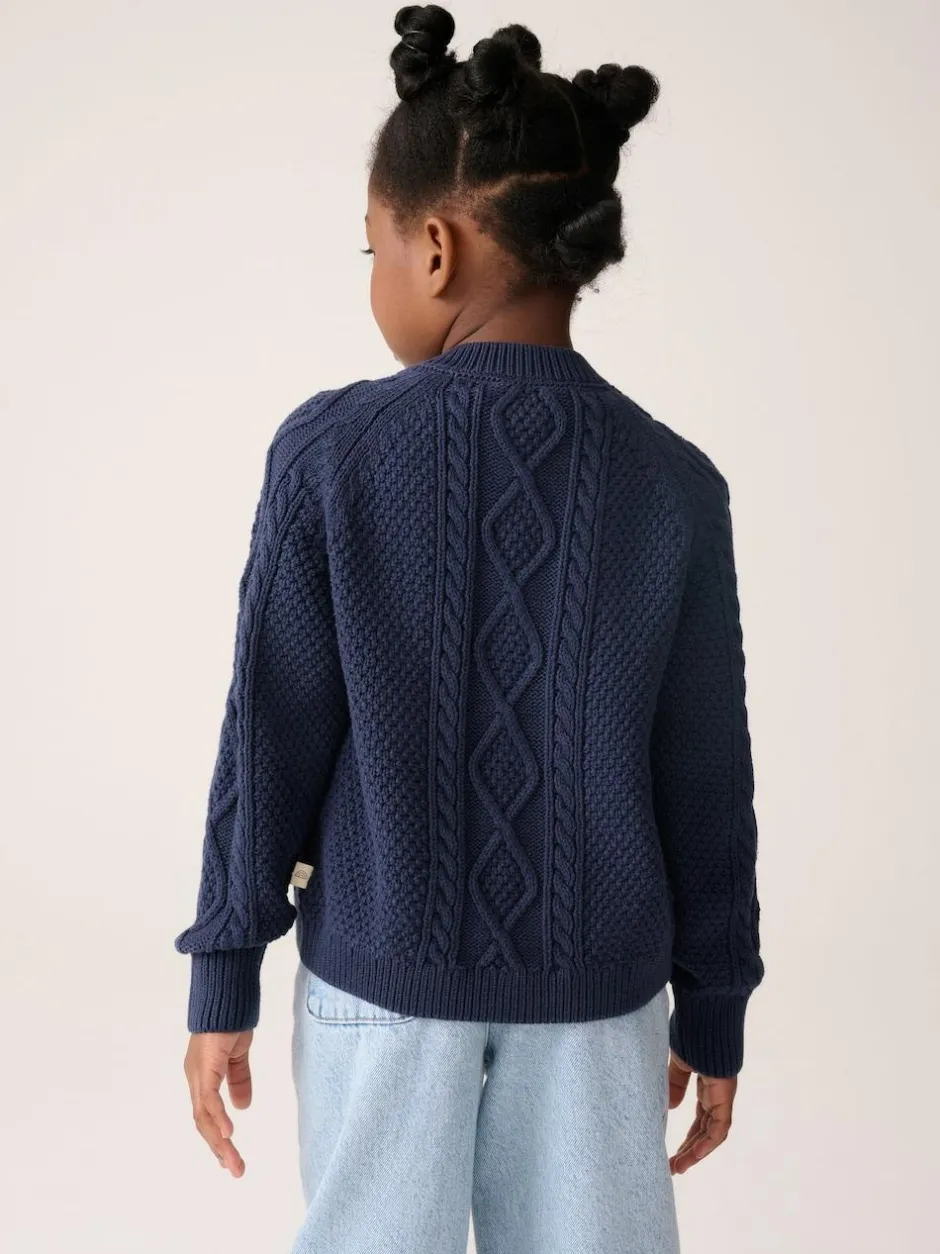 Little Bird by Jools Oliver Knitted Cable Cotton Cardigan Navy