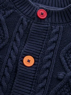 Little Bird by Jools Oliver Knitted Cable Cotton Cardigan Navy