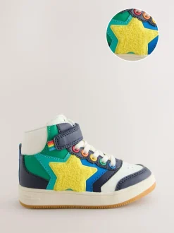Little Bird by Jools Oliver Star Hi-Top Trainers Multi Rainbow Boucle Sale