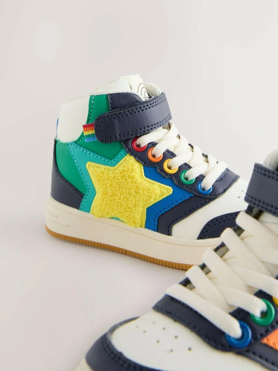 Little Bird by Jools Oliver Star Hi-Top Trainers Multi Rainbow Boucle Sale